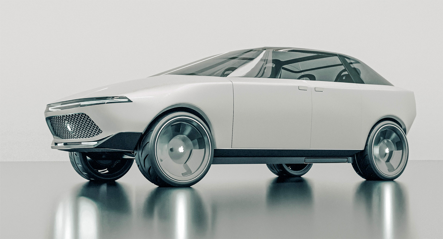 Vizualizace vozu Apple Car, který vytvořila americká leasingová společnost  Vanarama na základě patentů, které si společnost Apple doposud v rámci projektu autonomního vozidla podala (Foto: Vanarama)
