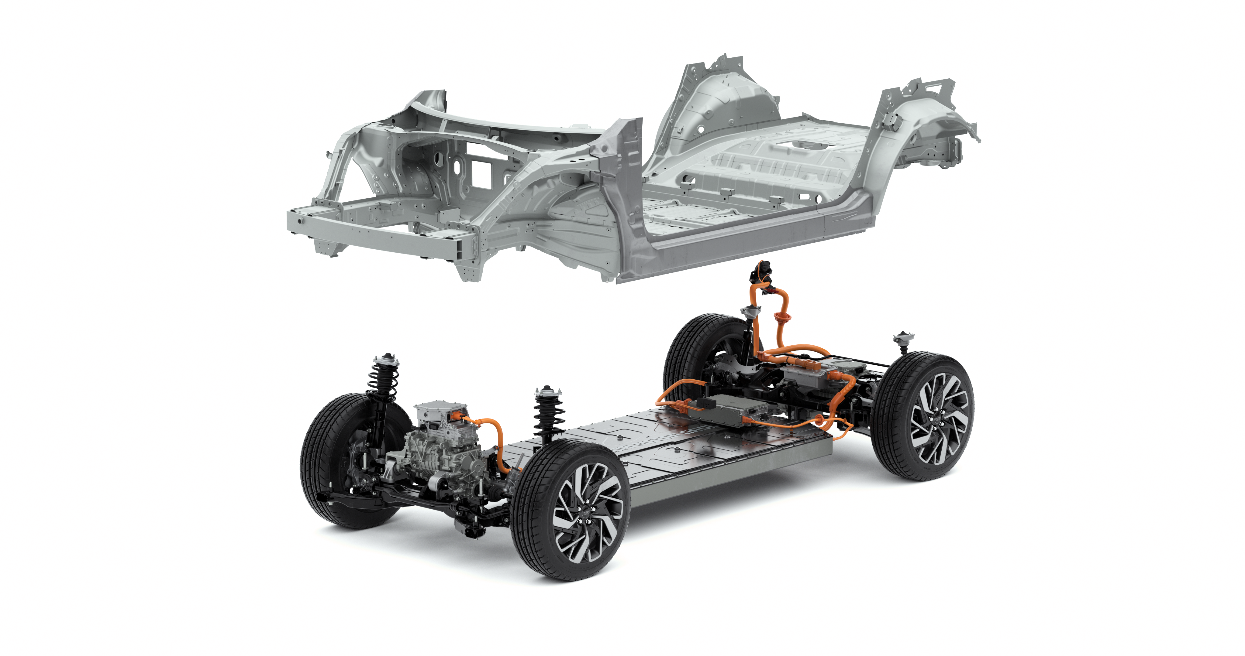 Platforma E-GMP s tenkou sadou baterií zajišťuje velkorysý vnitřní prostor, nízké těžiště a také velmi dobrou bezpečnost. (foto Hyundai)