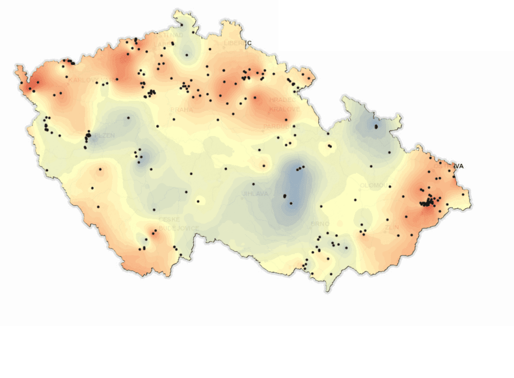 Mapa geotermálního potenciálu České republiky (foto Geologická služba ČR)